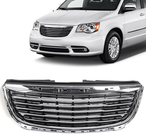 Front Upper Grille Fit for Chrysler Town & Country 2011-2016 Bumper Upper Hood Grill OE Style Replacement for CH1200350 (Chrome) in Kuwait
