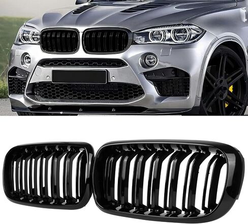 F15 Grill, Front Kidney Grille for 2014-2018 X5 Series F15 2015-2019 X6 Series F16 X5M F85 X6M F86 (Double Slats Gloss Black Grills, 2pcs) in Saudi Arabia