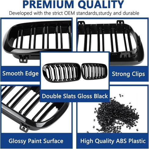 F15 Grill, Front Kidney Grille for 2014-2018 X5 Series F15 2015-2019 X6 Series F16 X5M F85 X6M F86 (Double Slats Gloss Black Grills, 2pcs) in Saudi Arabia