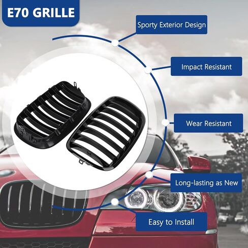 F15 Grill, Front Kidney Grille for 2014-2018 X5 Series F15 2015-2019 X6 Series F16 X5M F85 X6M F86 (Double Slats Gloss Black Grills, 2pcs) in Saudi Arabia