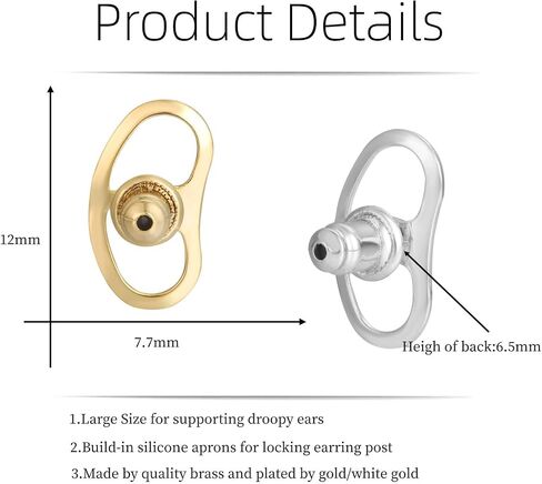 Earring Backs for Droopy Ears, JIACHARMED Locking Bullet Earring Backs Replacements for Studs Large Earring Backings 4pcs Tight Earring Lifter Backers for Heavy Earrings, Gold in Kuwait