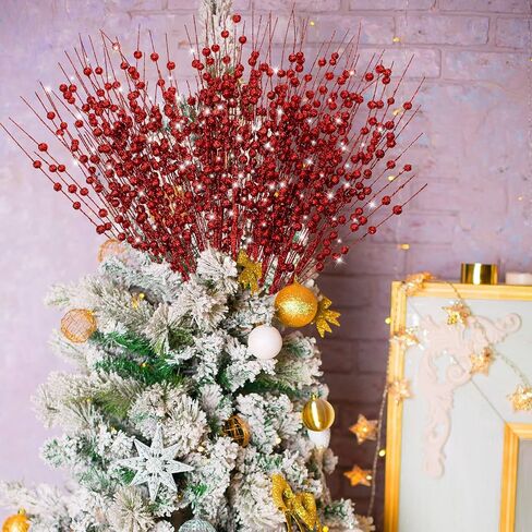 Jutom 12 Pieces Christmas Artificial Glitter Berry Stems 15.7 Holly Berry Picks Ornaments Fake Christmas Tree Pick Sticks Decorations Glitter Twig Branches Gift for Vase Home Wedding Holiday (Black) in Saudi Arabia