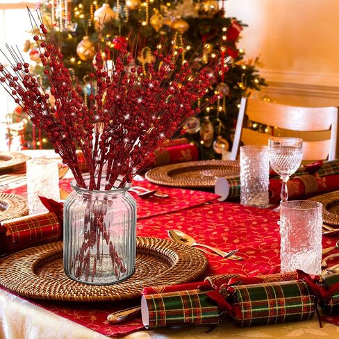 Jutom 12 Pieces Christmas Artificial Glitter Berry Stems 15.7 Holly Berry Picks Ornaments Fake Christmas Tree Pick Sticks Decorations Glitter Twig Branches Gift for Vase Home Wedding Holiday (Black) in Saudi Arabia