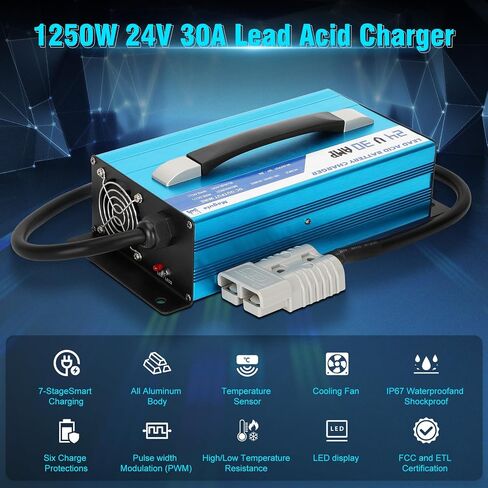 Forklift Battery Charger 24V Battery Charger Automatic Smart Charger 30 Amp Lead Acid Battery Charger for Forklift, Floor Scrubber, Golf Cart Charging with Trickle Charge Mode in Saudi Arabia