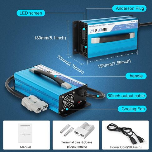 Forklift Battery Charger 24V Battery Charger Automatic Smart Charger 30 Amp Lead Acid Battery Charger for Forklift, Floor Scrubber, Golf Cart Charging with Trickle Charge Mode in Saudi Arabia