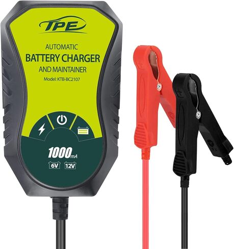 1A Fully-Automatic Smart Charger, 6V and 12V Portable Automotive Car Battery Charger Car Motorcycle ATV SUV Lawn Mower Lead Acid Battery Charger Maintenance Battery with Reverse Connection Protection in Kuwait