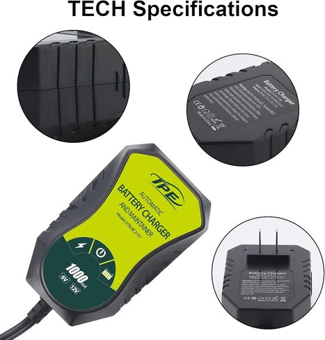 1A Fully-Automatic Smart Charger, 6V and 12V Portable Automotive Car Battery Charger Car Motorcycle ATV SUV Lawn Mower Lead Acid Battery Charger Maintenance Battery with Reverse Connection Protection in Kuwait