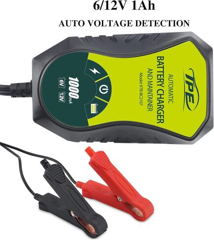 1A Fully-Automatic Smart Charger, 6V and 12V Portable Automotive Car Battery Charger Car Motorcycle ATV SUV Lawn Mower Lead Acid Battery Charger Maintenance Battery with Reverse Connection Protection in Kuwait