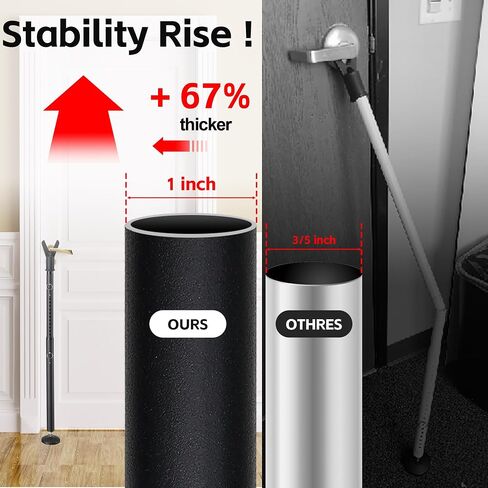 2-in-1 Door Stoppers & Sliding Door Security Bar, Adjustable Door Jammer Security Devices with Interchangeable Caps & Rubber Tips, Suitable for Bedroom, Hotel Rooms and Apartment, Black 2 Pack in Kuwait