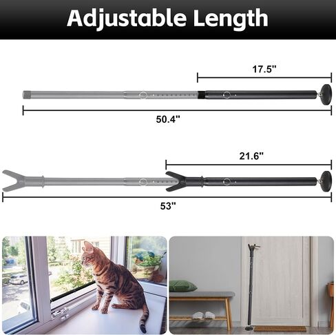 2-in-1 Door Stoppers & Sliding Door Security Bar, Adjustable Door Jammer Security Devices with Interchangeable Caps & Rubber Tips, Suitable for Bedroom, Hotel Rooms and Apartment, Black 2 Pack in Kuwait