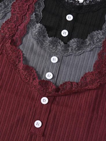 SOLY HUX Women's Pajama Set Lounge Sets 3 Pack PJs Lace Crop Tank Tops and Long Pants Sleepwear in Saudi Arabia