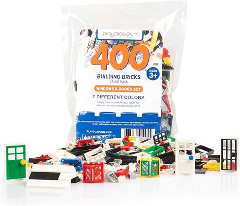 Play Platoon 400 Piece Windows, Doors, and Roof Tops Set - Building Brick Compatible Play Kit in Saudi Arabia