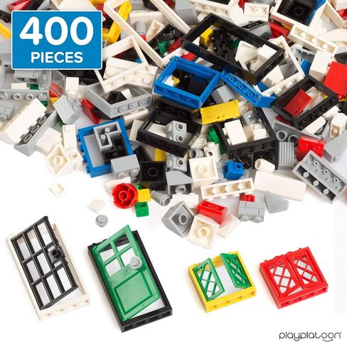 Play Platoon 400 Piece Windows, Doors, and Roof Tops Set - Building Brick Compatible Play Kit in Saudi Arabia