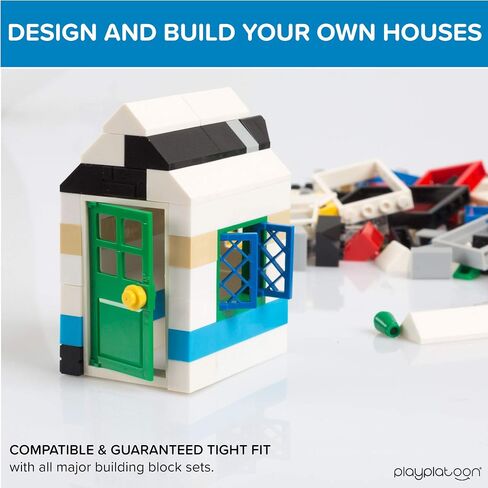 Play Platoon 400 Piece Windows, Doors, and Roof Tops Set - Building Brick Compatible Play Kit in Saudi Arabia