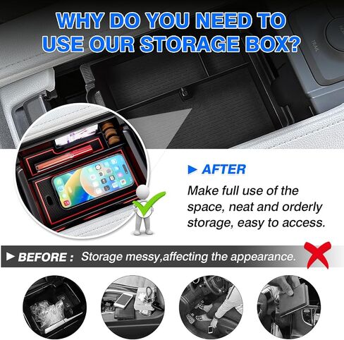 منظم وحدة التحكم المركزية من Autoorder لـ 2024 2025 Toyota Grand Highlander Accessories مسند الذراع صندوق تخزين صينية إدراج ثانوية مع 2 حصائر ملونة in Saudi Arabia