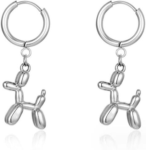 Stainless Steel 18K Gold Plated Balloon Dog Drop Earrings,Women Men Statement Animal Dog Dangle Earrings Jewelry in Saudi Arabia