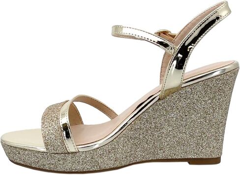 ABSOLEX Women Strappy Open Toe Glitter Chunky Platform Wedge Dress/Party/Wedding Heel Sandal in Kuwait