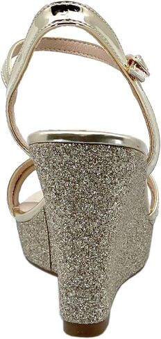 ABSOLEX Women Strappy Open Toe Glitter Chunky Platform Wedge Dress/Party/Wedding Heel Sandal in Kuwait