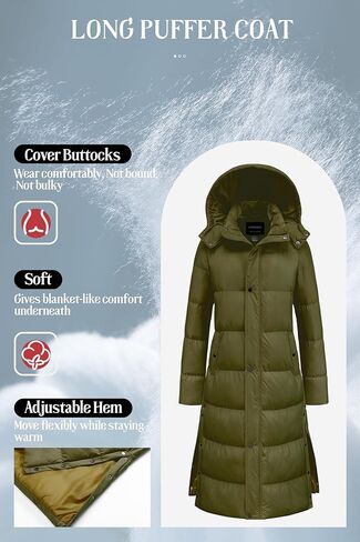 Chrisuno Women's Long Winter Coat Warm Windproof Quilted Puffer Jacket Thicken Puffy Parka With Hood in Kuwait