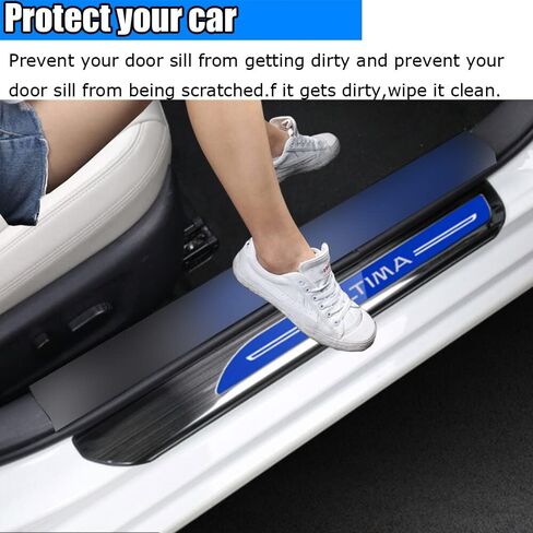 ملحقات داخلية مخصصة من Kakash لسيارة Nissan Altima 2019 2020 2021 2022 2023 من الفولاذ المقاوم للصدأ لتزيين عتبة باب السيارة، ملصق حماية دخول الباب 4D 4 قطع/مجموعة (أسود (شعار أسود)) in Saudi Arabia