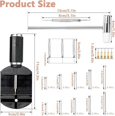 Watch Link Removal Kit, Resizing Tool for Watch Band Adjustment & Replacement, Watch Pins Remover/Hammer/Spring Pusher/Punches for Watch Repair, Adjust Watch Strap in Saudi Arabia