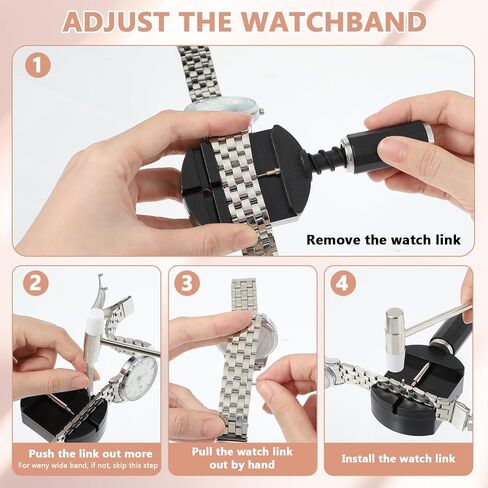 Watch Link Removal Kit, Resizing Tool for Watch Band Adjustment & Replacement, Watch Pins Remover/Hammer/Spring Pusher/Punches for Watch Repair, Adjust Watch Strap in Saudi Arabia