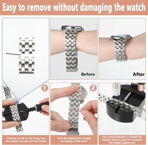 Watch Link Removal Kit, Resizing Tool for Watch Band Adjustment & Replacement, Watch Pins Remover/Hammer/Spring Pusher/Punches for Watch Repair, Adjust Watch Strap in Saudi Arabia