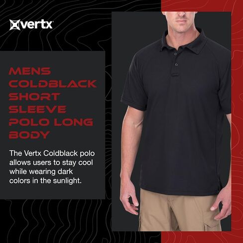 Vertx Men's Coldblack Short Sleeve Polo Shirt, Long Body in Kuwait