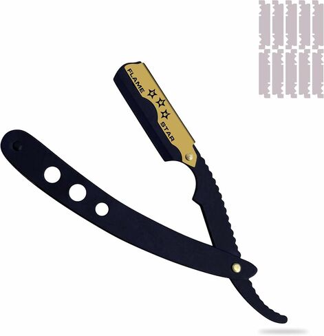 Black and Red Changeable Blade Professional Barber Straight Edge Razor 100% Stainless Steel with Blades By Flame Star in Saudi Arabia
