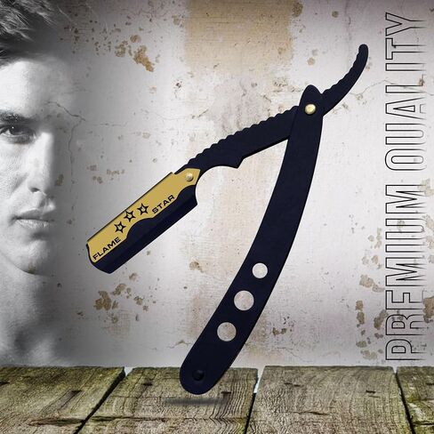 Black and Red Changeable Blade Professional Barber Straight Edge Razor 100% Stainless Steel with Blades By Flame Star in Saudi Arabia