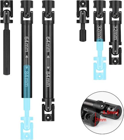Steel Drive Shaft Transmission Shaft RC Crawler Drive Shaft Parts for 1:24 Axial SCX24 90081 AXI00001 AXI00002 (64+32mm) in Kuwait