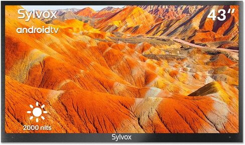 Sylvox 43 inch Outdoor TV, 1500 nits Full Sun Outdoor Smart TV, 4K UHD Outside Television IP55 Weatherproof, Auto Brightness, ATSC & NTSC Tuner, Support Bluetooth & 2.4G WiFi, for Outside, Backyard in Saudi Arabia