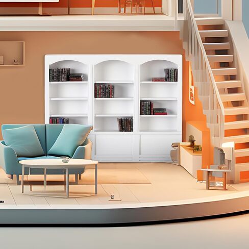 1:12 Scale Dollhouse Miniature Wooden Bookshelf with 48 Pcs Miniatures Books, Mini Bookcase Mini Library Furniture Gift(Brown) in Saudi Arabia