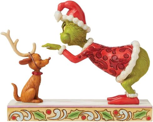 Enesco Dr. Seuss Grinch من Jim Shore Santa Grinch Petting Reindeer Max تمثال، راتنج حجر Grinchmas مصنوع يدويًا من تماثيل عيد الميلاد القابلة للتجميع لديكور المنزل، 5.5 بوصة، متعدد الألوان in Saudi Arabia