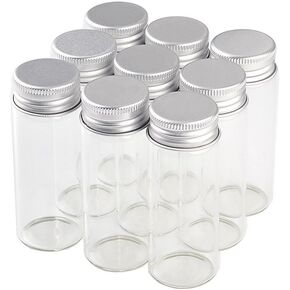 40ml Empty Seal Jars Glass Bottle with Aluminium Gold or Silver Color Screw Cap Sealed Liquid Food Gift Container 12units (12, 40ML-LU-Cap)