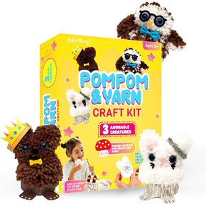 BeKnitting Pompom Maker DIY Craft Kit for Kids - Complete with Yarn, Pom pom Makers, & Stickers