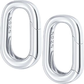 925 Oval Necklace Shortener Clasp, Spring Carabiner Bracelet Rings, Sterling Silver Jewerlry Enhancer Shortener - 2PCS
