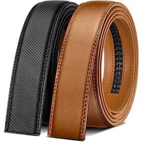 BULLIANT Men Belt Strap 2Pack-Ratchet Belts Genuine Leather Width 1 3/8"-Cut for Fit