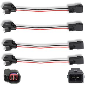 Fuel Injector Adaptors Connectors EV6 to EV1 2-Way Compatible with Chrysler 200 300 Town & Country Dodge Avenger Jeep Wranger