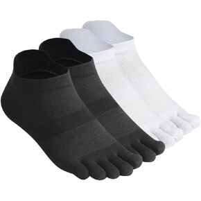 Meaiguo Toe Socks No Show Running Five Finger Socks for Men Women 3-4 Pack