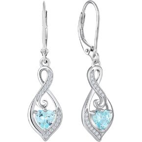 Infinity Heart Dangle Drop Earrings for Women, 925 Sterling Silver Birthstones Earrings with Leverback Jewelry