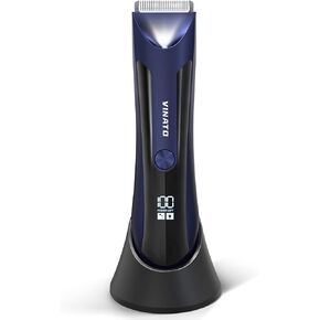 Electric Body Hair Trimmer Shaver - VINATO Waterproof Groin Hair Trimmer for Men Ball Shaver USB Recharge Dock Body Grooming Kit Replaceable Ceramic Blade Male Hygiene Razor - 90 Mins Battery Life