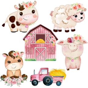 42 Pcs Floral Farm Animal Party Cutouts Girl Farm Animals Party Decorations Farm Animal Birthday Party Supplies with 60 Glue Point Dots for Girls Farm Animal Theme Baby Shower Birthday Party