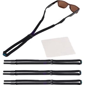 Sidelinx Floating Sunglasses Straps (3 Pack) - Adjustable Floating Eyeglasses Lanyards - Glasses Straps With Bonus Cleaning Cloth - 3 Pack