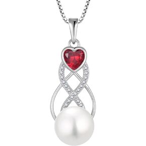 Infinity Freshwater Pearl Necklaces for Women 925 Sterling Silver Pearls Birthstone Pendant Necklace Jewelry for Christmas Mother Day