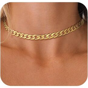 Gold Necklace for Women 14/16/18/20 inch 14K Chunky Gold Necklace Cuban Link Chain Dainty Thick Gold Chain Choker Necklace for Women Trendy Jewelry