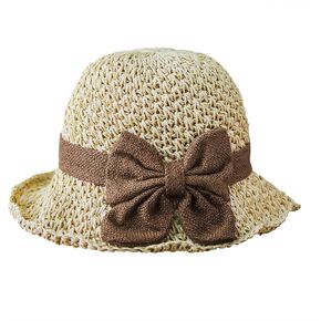 Lovely Women Sun Hat Soft Straw Hat Cap with Bowknot Foldable UV Protection Bucket Hat Beach Hat Fisherman Hat Ladies
