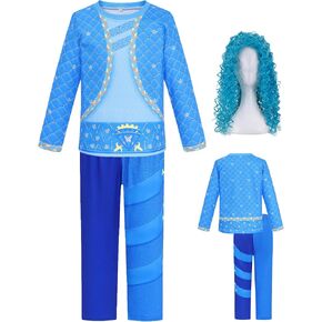 زي الفتيات باللون الأزرق مع شعر مستعار أزرق للأطفال، أزياء الهالوين، ملابس تنكرية لدور الفيلم، سروال قميص لحفلات أعياد الميلاد﻿ in Kuwait