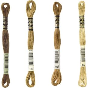 DMC 6-Strand Embroidery Cotton Bundle - Hazelnut Brown Color Family - 4 Skeins of Thread - 8.7yd Skeins