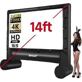 Pro 16 Feet Inflatable Movie Screen, Outdoor Projection Screen Mega Blow Up Screen with Air Blower, Front and Rear Projection for Backyard Movie Night, Theme Parties, Celebrations